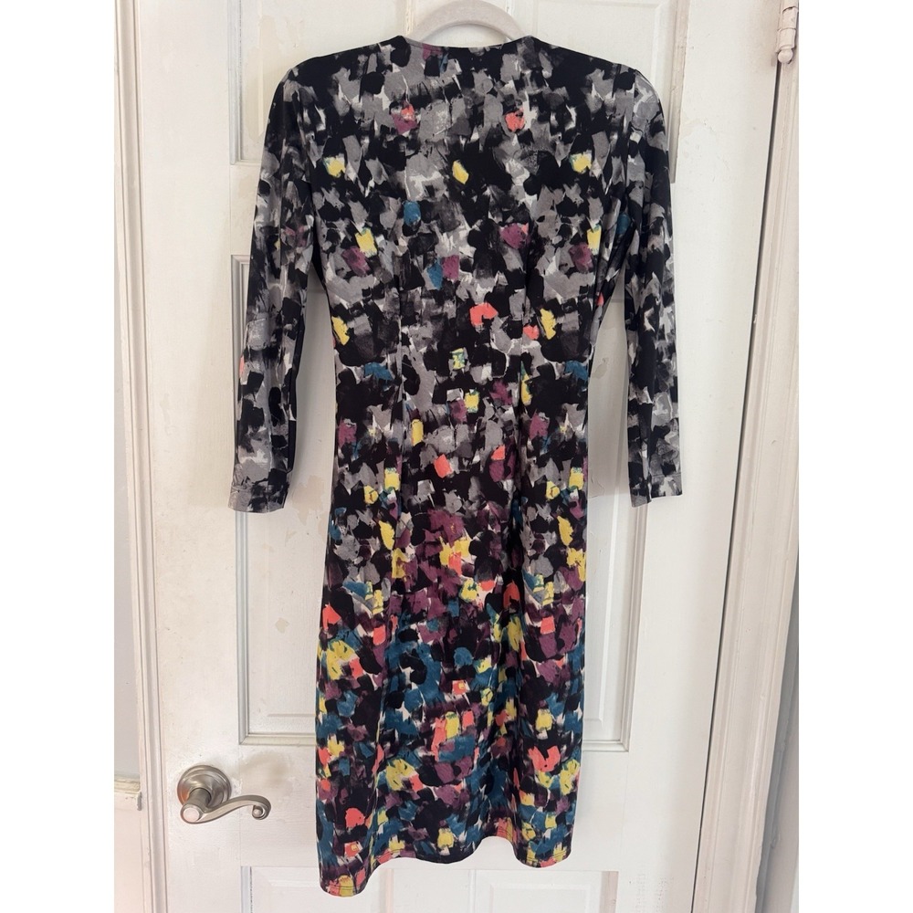 BCBGMAXAZRIA‎ Wrap Dress XS Abstract Print Faux Wrap Artsy Colorful - Picture 5 of 8